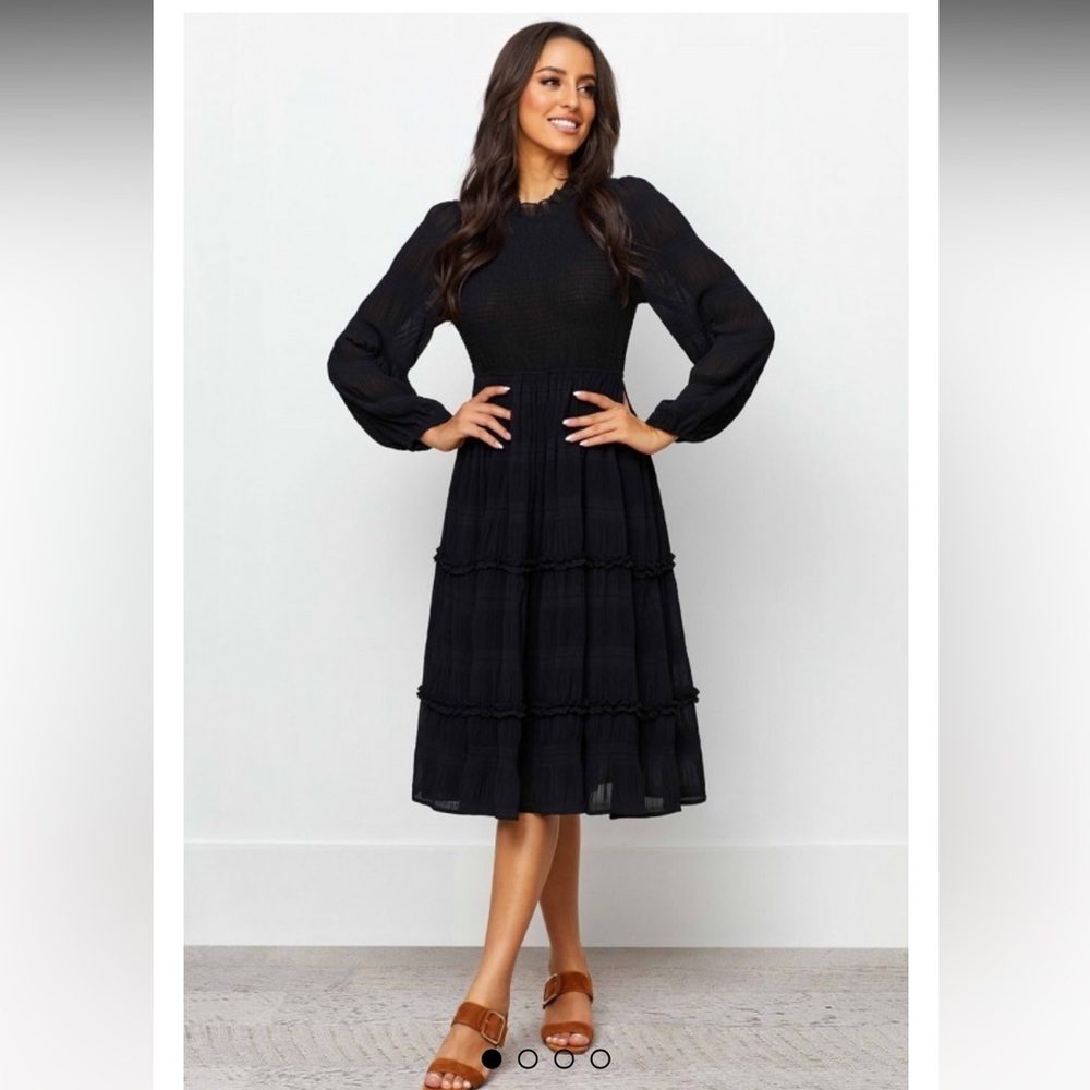 Cuff long Sleeve Midi Dress